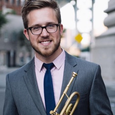 Portrait of trumpeter Brandon Ridenour