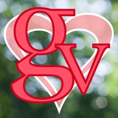 Pink letters G-V-O, with the “O” rendered in a heart shape