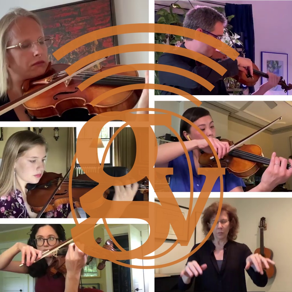 Six-panel composite picture showing GVO members performing in a video